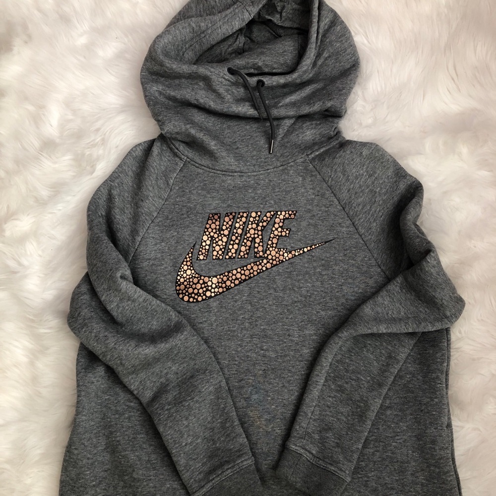 Nike Gray Hoodie with Gold Graphic Logo